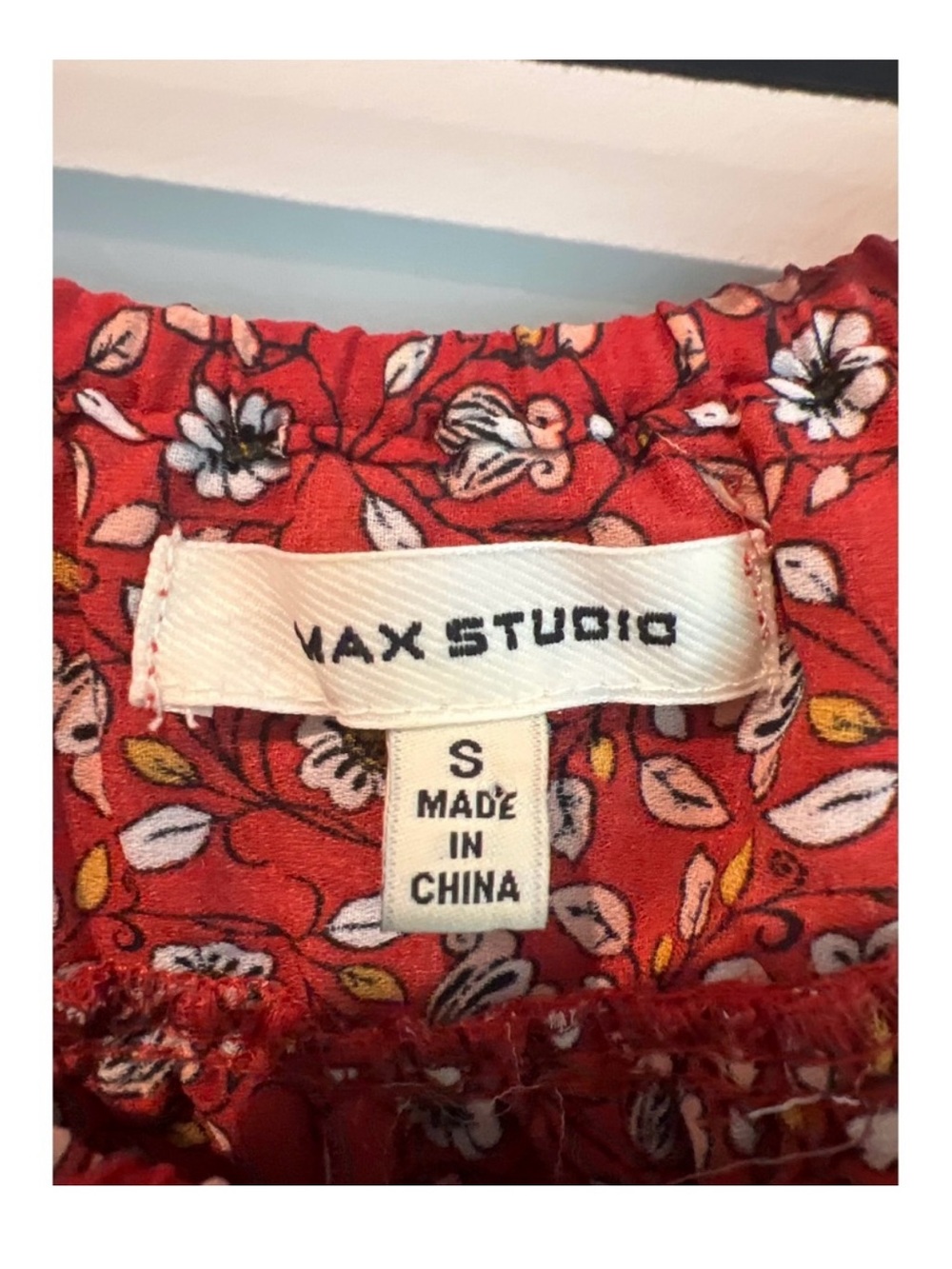 Max Studio Red Floral Ruffle-Yoke Blouse - Picture 2 of 7